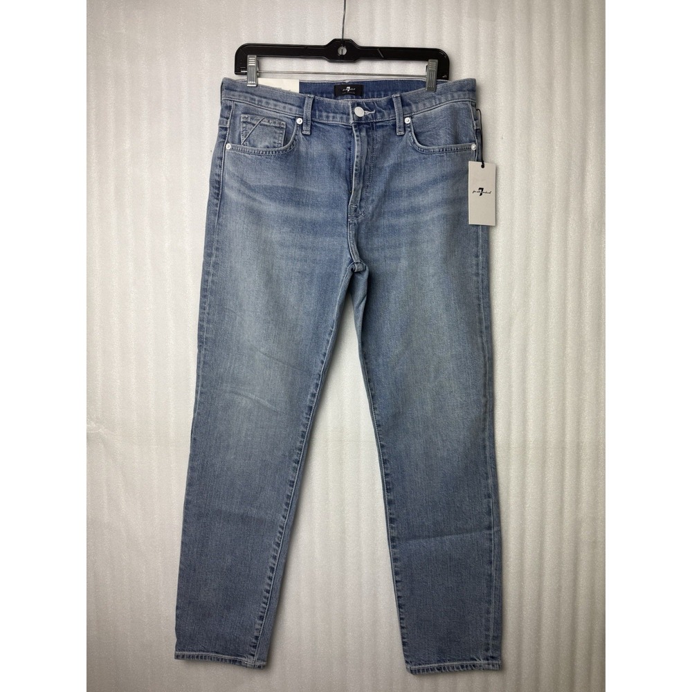 7 for All Mankind Peggi Women's Light Wash Blue Jeans NWT White Accents Sz. 30